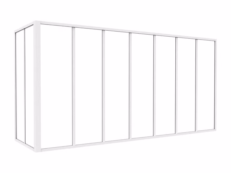 Vente-unique Corner Studio Glass Panelling in Powder-Coated Aluminium, White, L: 210 cm, W: 60 cm