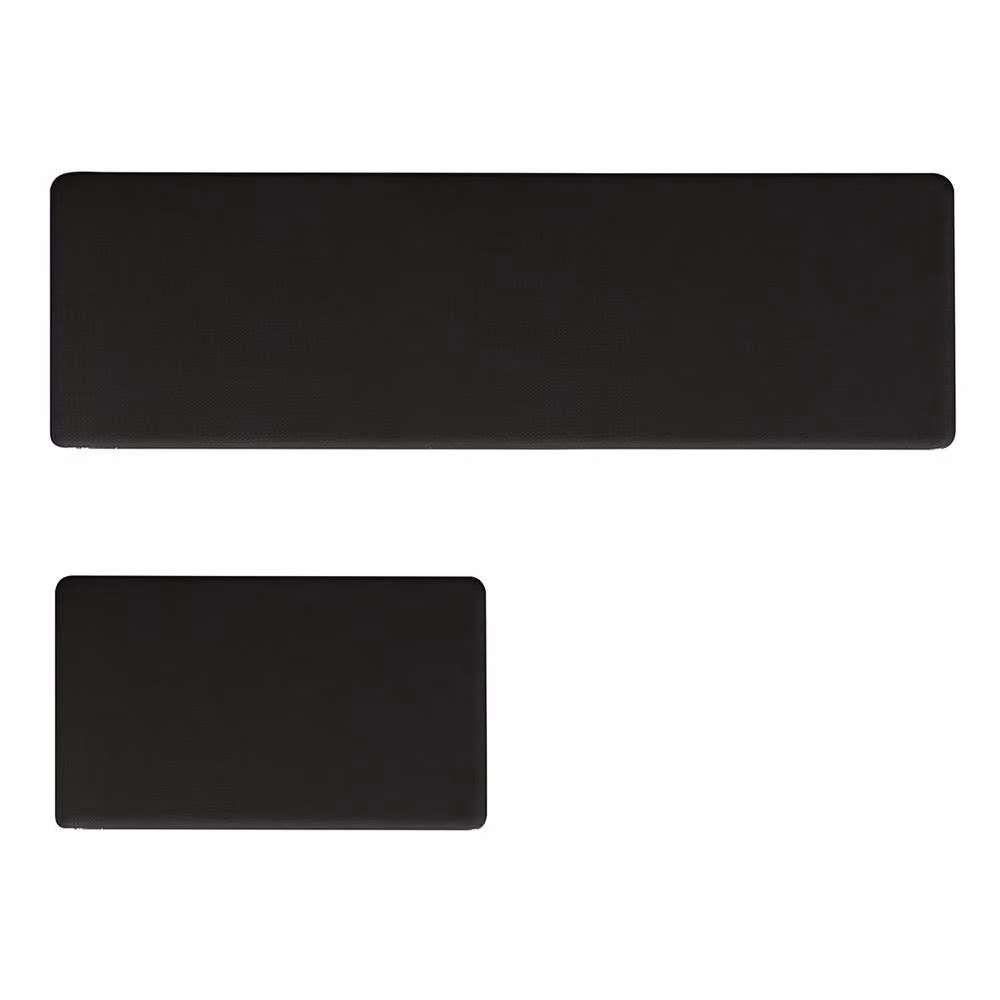Marlow 2-Piece Non-Slip Woven Black Kitchen Mat Set, Absorbent Polyester Runner, W: 45 cm x L: 150 cm – 3