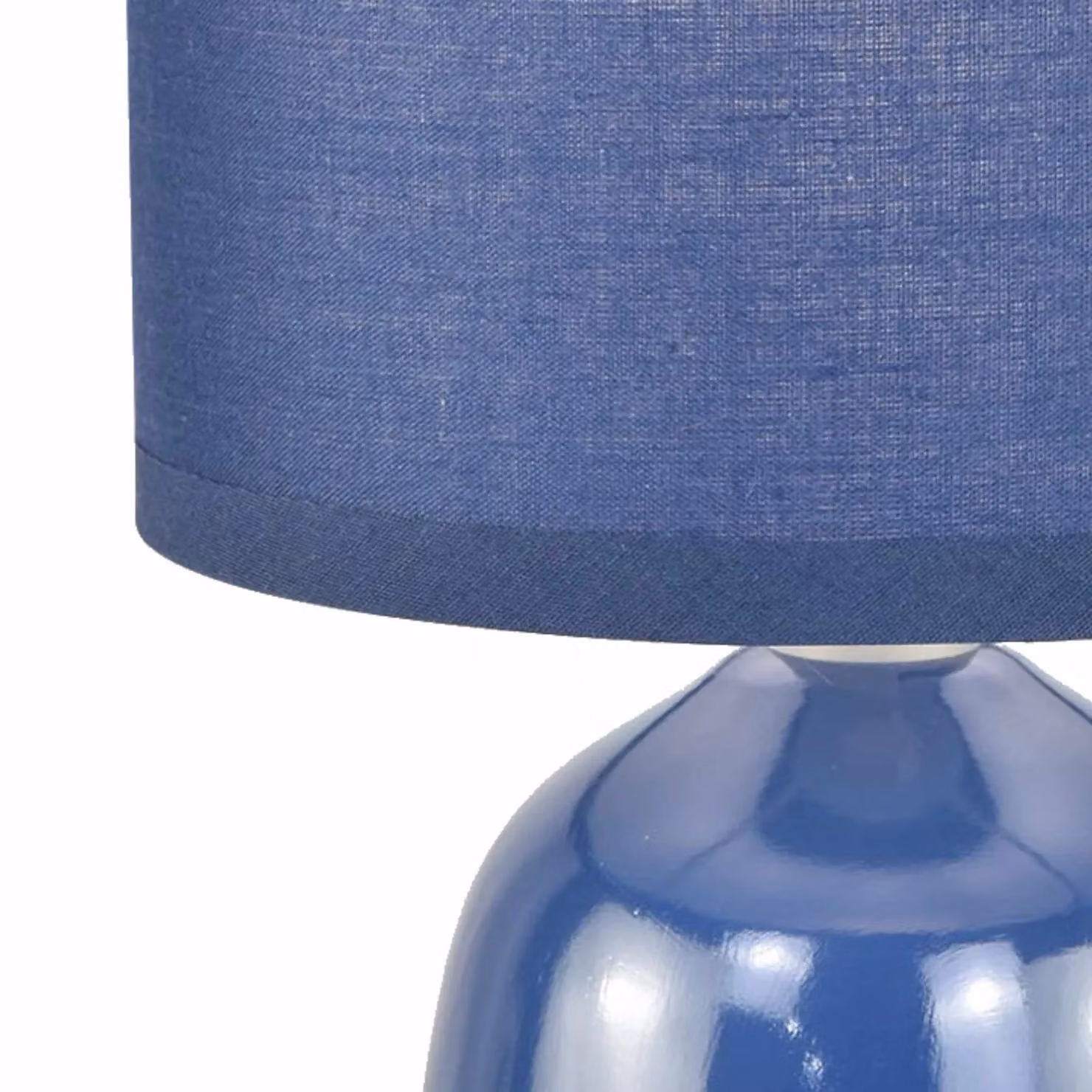 First Choice Lighting Cleo Set of 2 Blue Ceramic Table Lamps with Fabric Cylinder Shades – 3