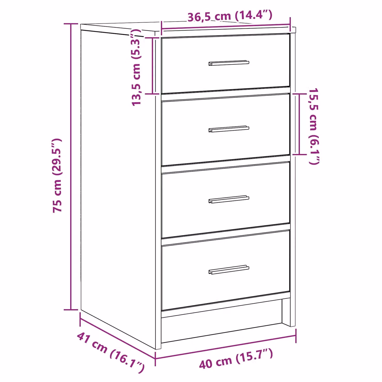 Berkfield Home Black Oak Sideboard in Engineered Wood, W/D/H: 40 x 41 x 75 cm – 6