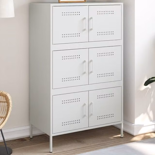 Berkfield Home White Steel Highboard, W/D/H: 68 x 39 x 113 cm – 1