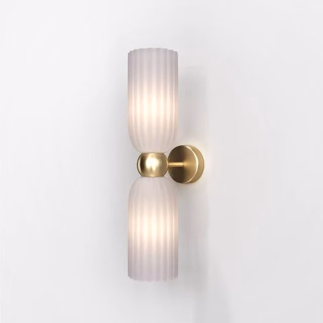 Maytoni Antic Modern 2 Light Up & Down Wall Lamp in Gold and White with Glass Shades and E14 Base
