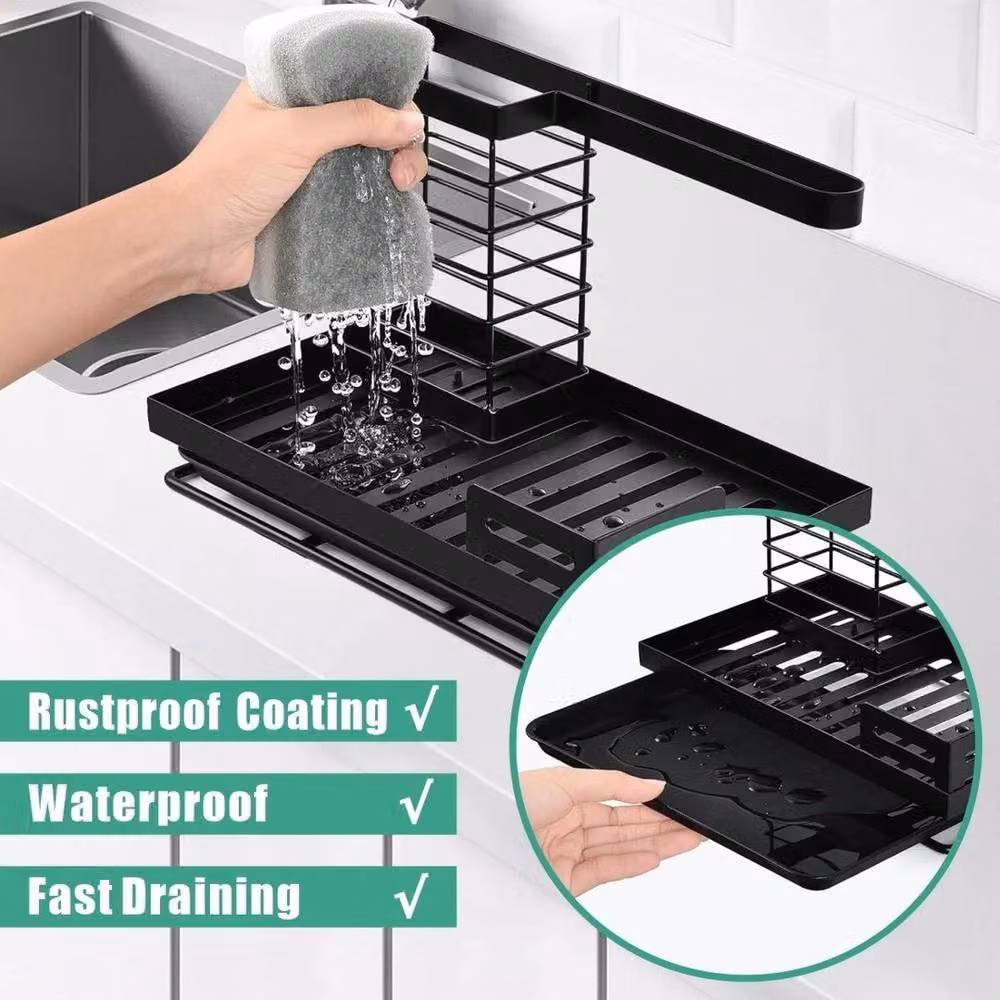 PAWNORA Freestanding Metal Kitchen Storage Organiser, Black – 3
