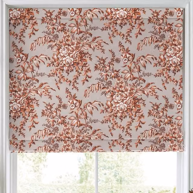 Laura Ashley Picardie Floral Velvet Made to Measure Roman Blind in Red and Pink