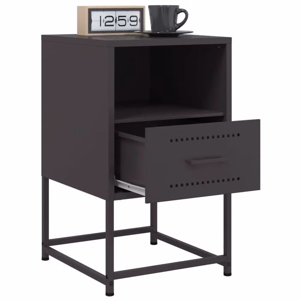 Berkfield Home Set of 2 Durable Metal Bedside Cabinets in Black, W/D/H: 36 x 39 x 60.5 cm – 4