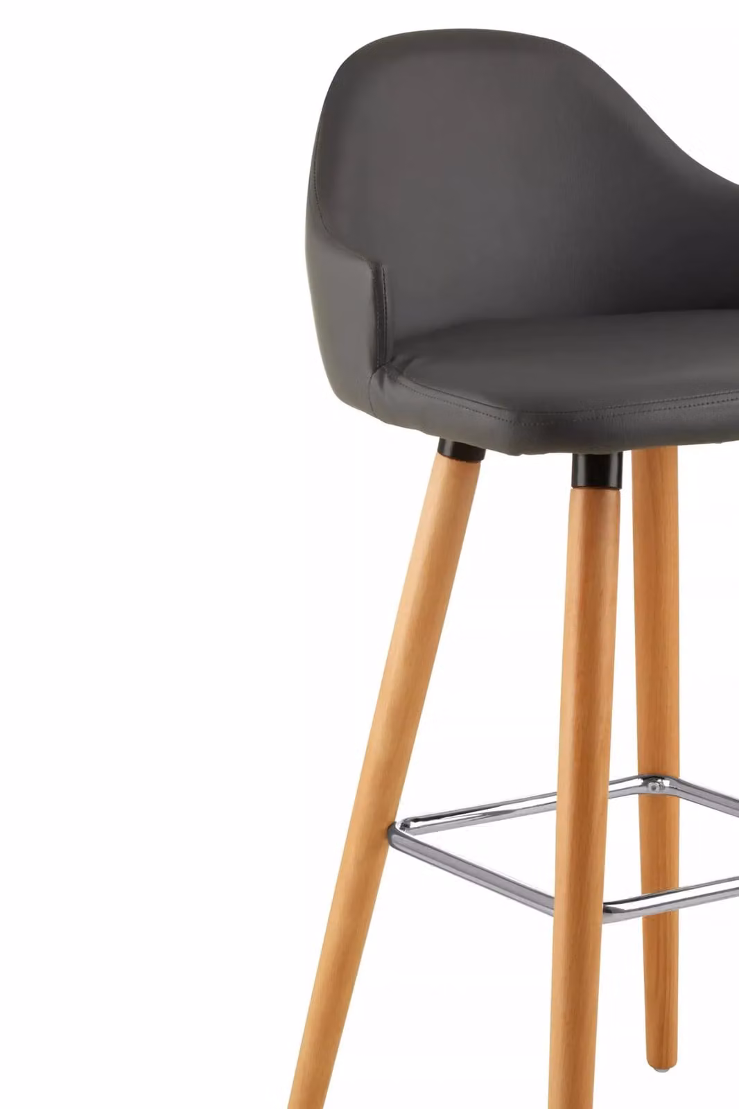 Orsina Black and Grey Synthetic Leather Bar Stool with Beechwood and Metal Legs – 3