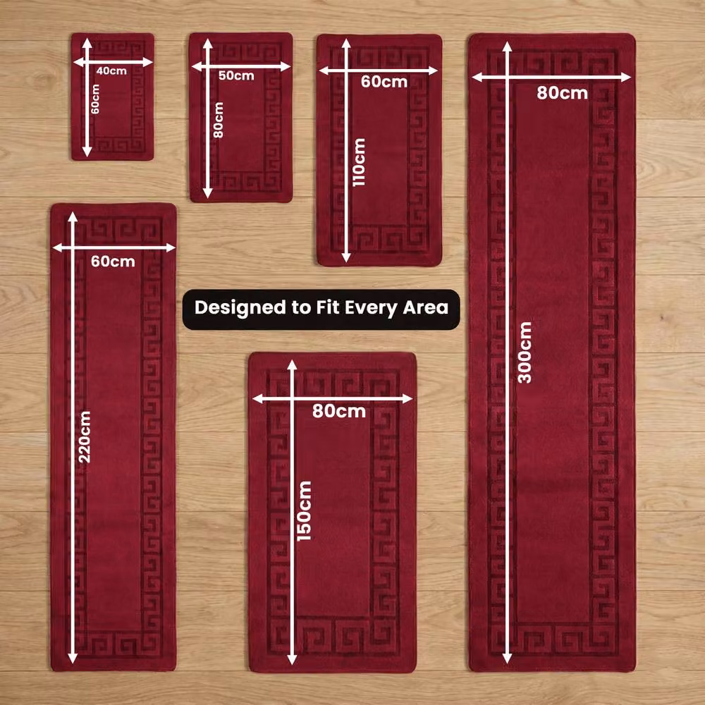 Smart Living Non Slip Heavy Duty Machine Washable Hallway and Kitchen Door Mat, Red, W: 60 cm, L: 110 cm – 3