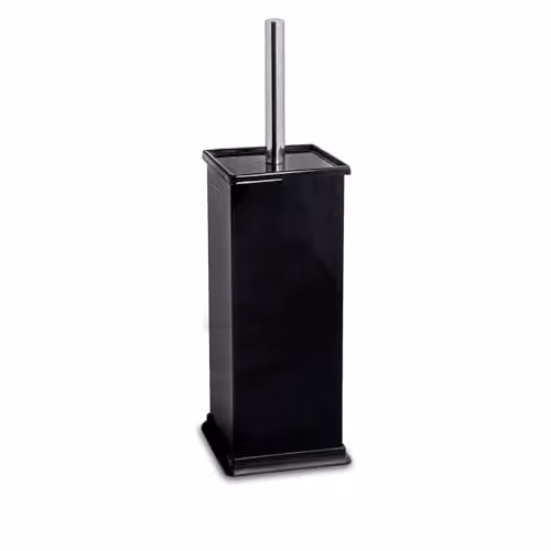 Harbour Housewares Black Square Toilet Brush and Holder Set with Stainless Steel and Plastic Covered Design – 1