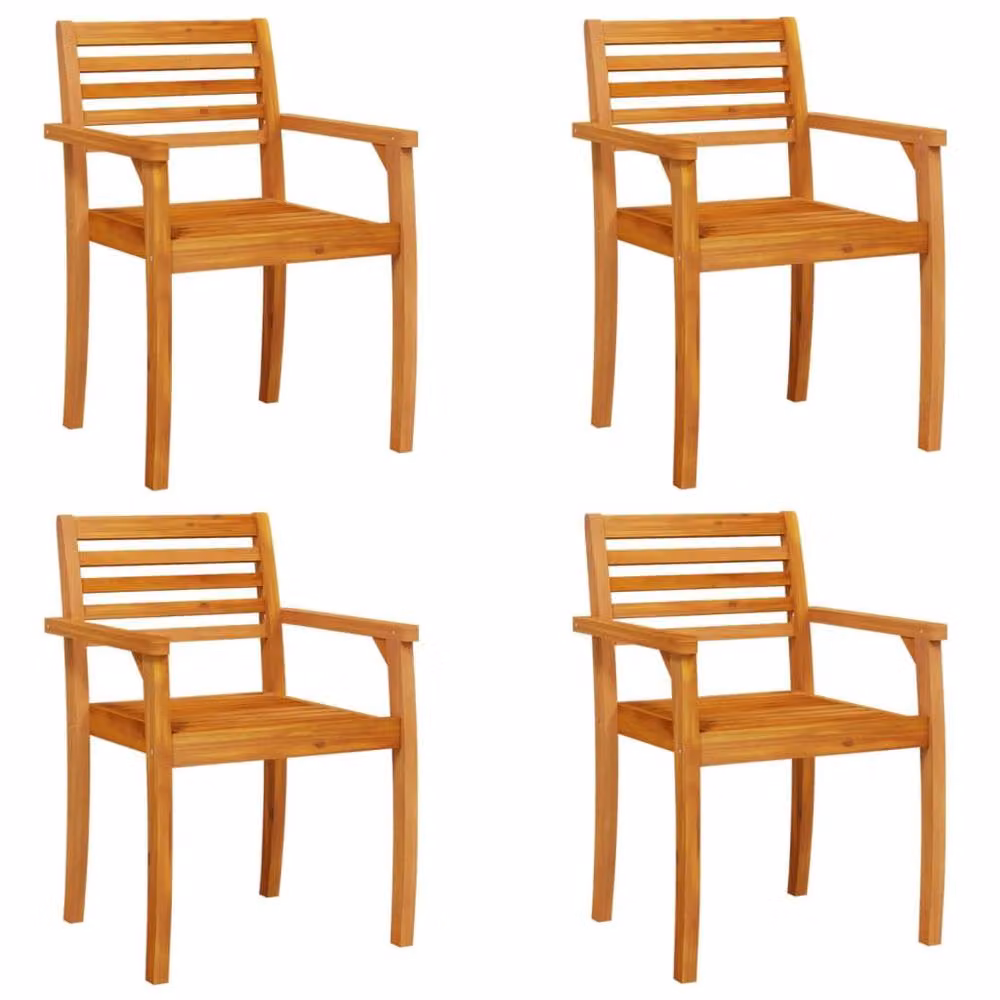 Berkfield Home Beautiful Garden Chairs, Set of 4, Brown, Solid Acacia Wood, W/D/H: 59 x 55 x 85 cm – 3