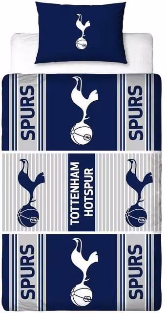 Tottenham Hotspur FC Reversible Duvet Cover and Pillowcase Set in Blue, W: 140 cm, L: 200 cm