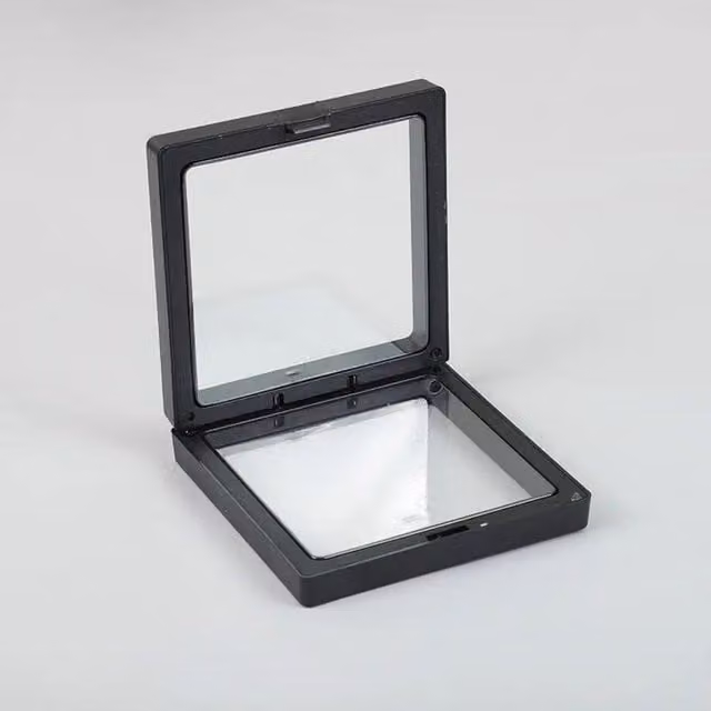 KDMK Large 3D Floating Frame Display for Jewelry and Collectibles, Black, W/D/H: 11 x 11 x 11 cm