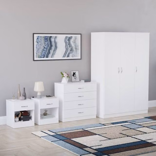 HD Designs Riano 3 Piece Modern Bedroom Set in White and Grey – 1