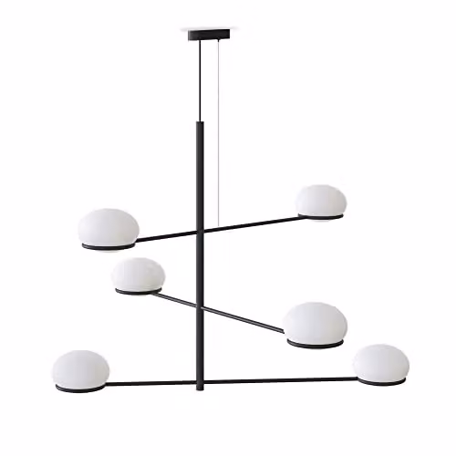 Netlighting LEDS C4 Coco Multi Arm Pendant Light in Black and White with E14 Glass Spheres – 1