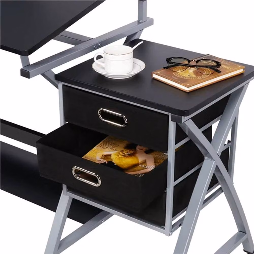 SPETLEK Adjustable Drafting Table and Writing Desk in Black with Tilting Top – 5
