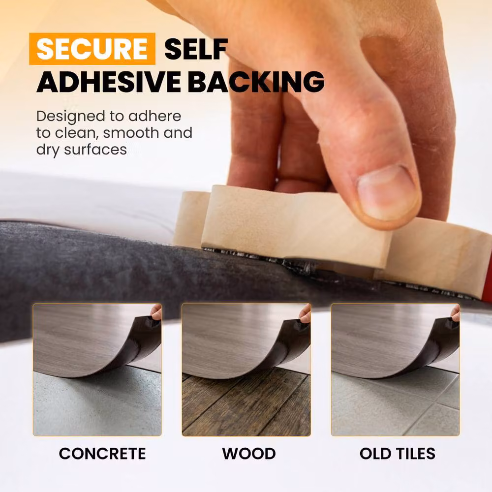 Novecrafto Self Adhesive Wood Look Vinyl Floor Planks, Grey, Pack of 10, W: 91.4 cm, D: 15.2 cm – 5