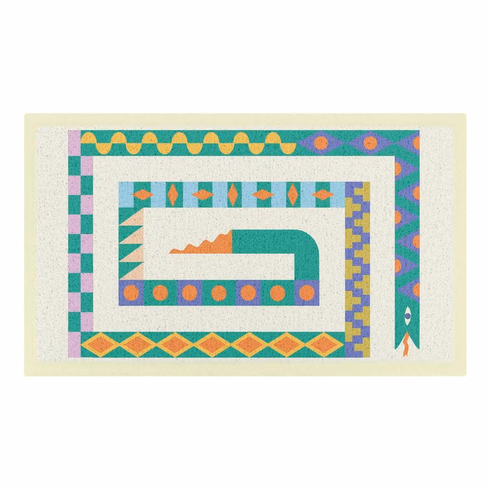 Artsy Mats Elizabeth Olwen Snake Indoor/Outdoor Doormat in Beige and Multicolour, W/D: 90 x 60 cm – 2