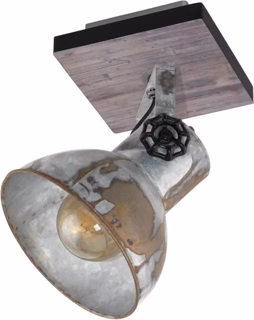 Loops Adjustable Industrial Wall Light in Wood and Black Metal with E27 Socket – 1