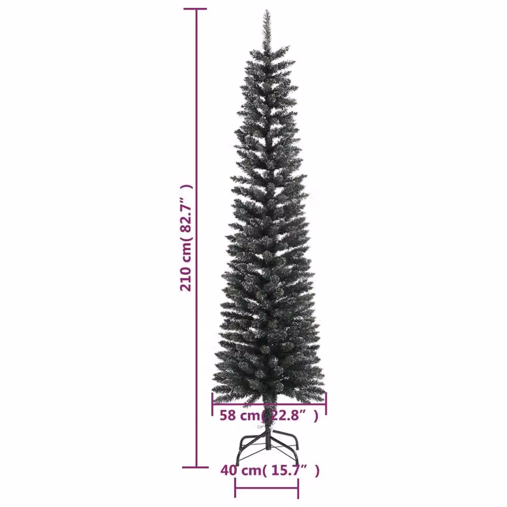 Berkfield Home Artificial Slim Christmas Tree in Green, Height: 210 cm – 6