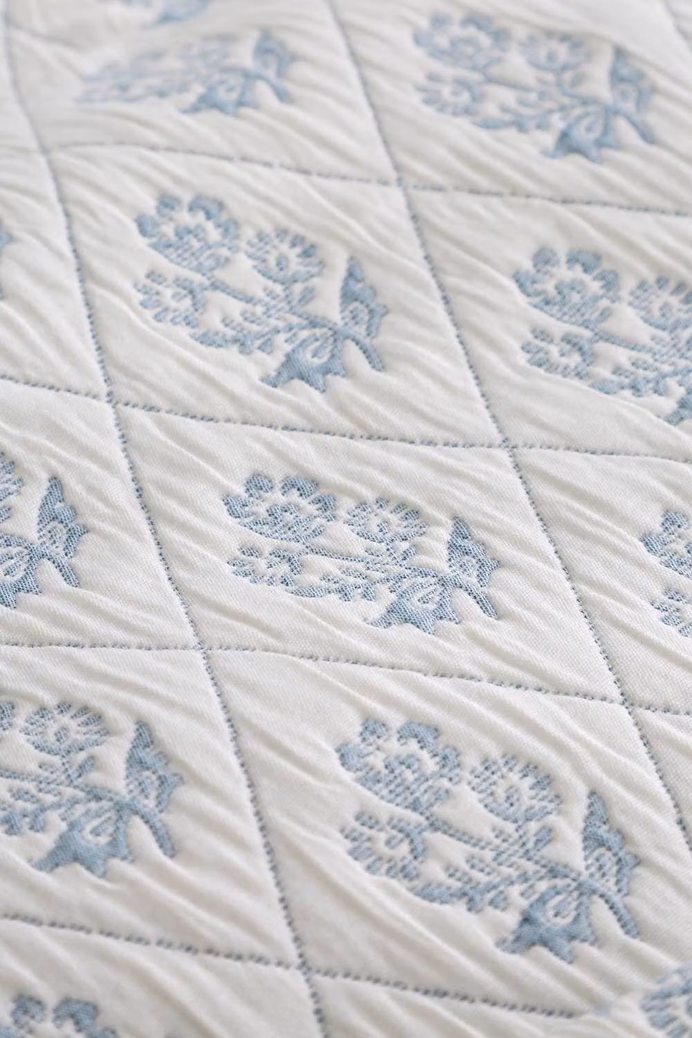 Dreams & Drapes Block Floral Jacquard Duvet Cover Set in Blue, 200 x 200 cm – 2