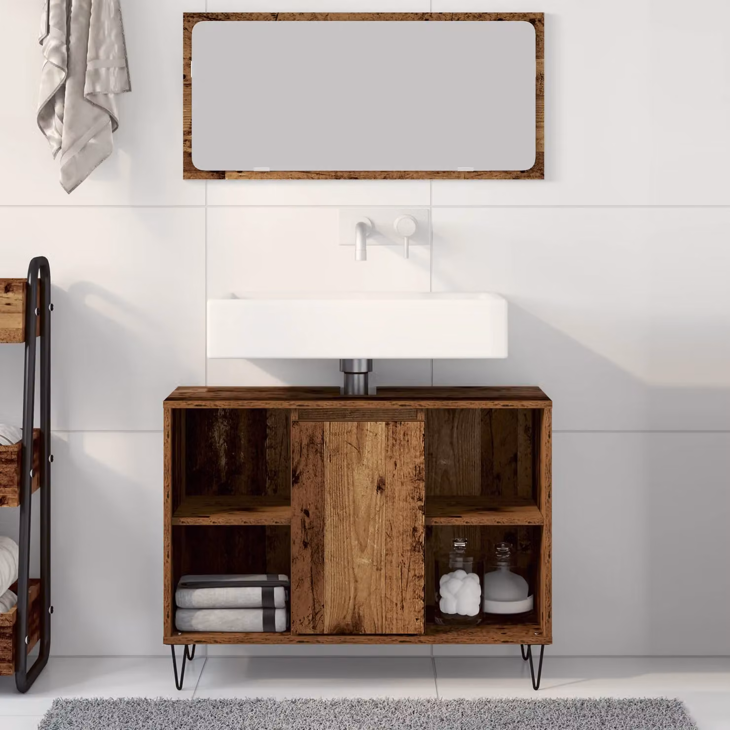 Berkfield Home Old Wood Rustic Brown Engineered Wood Cabinet with Hinged Doors and Internal Shelves – 3