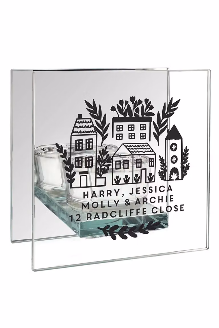 Personalised Memento Company Personalised Square Glass Tealight Holder in Clear