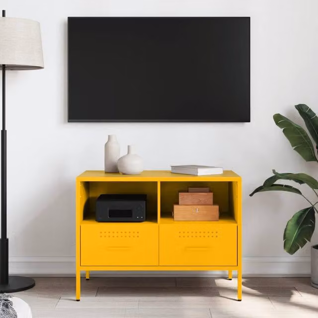 Berkfield Home TV Cabinet in Mustard Yellow, W/D/H: 68 x 39 x 50.5 cm – 1