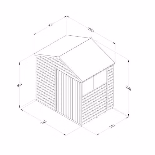 Forest Garden Rustic Brown Shiplap Apex Wooden Garden Shed with 2 Windows and 2 Doors, W: 213.36 cm, D: 153.1 cm, H: 230.05 cm – 3