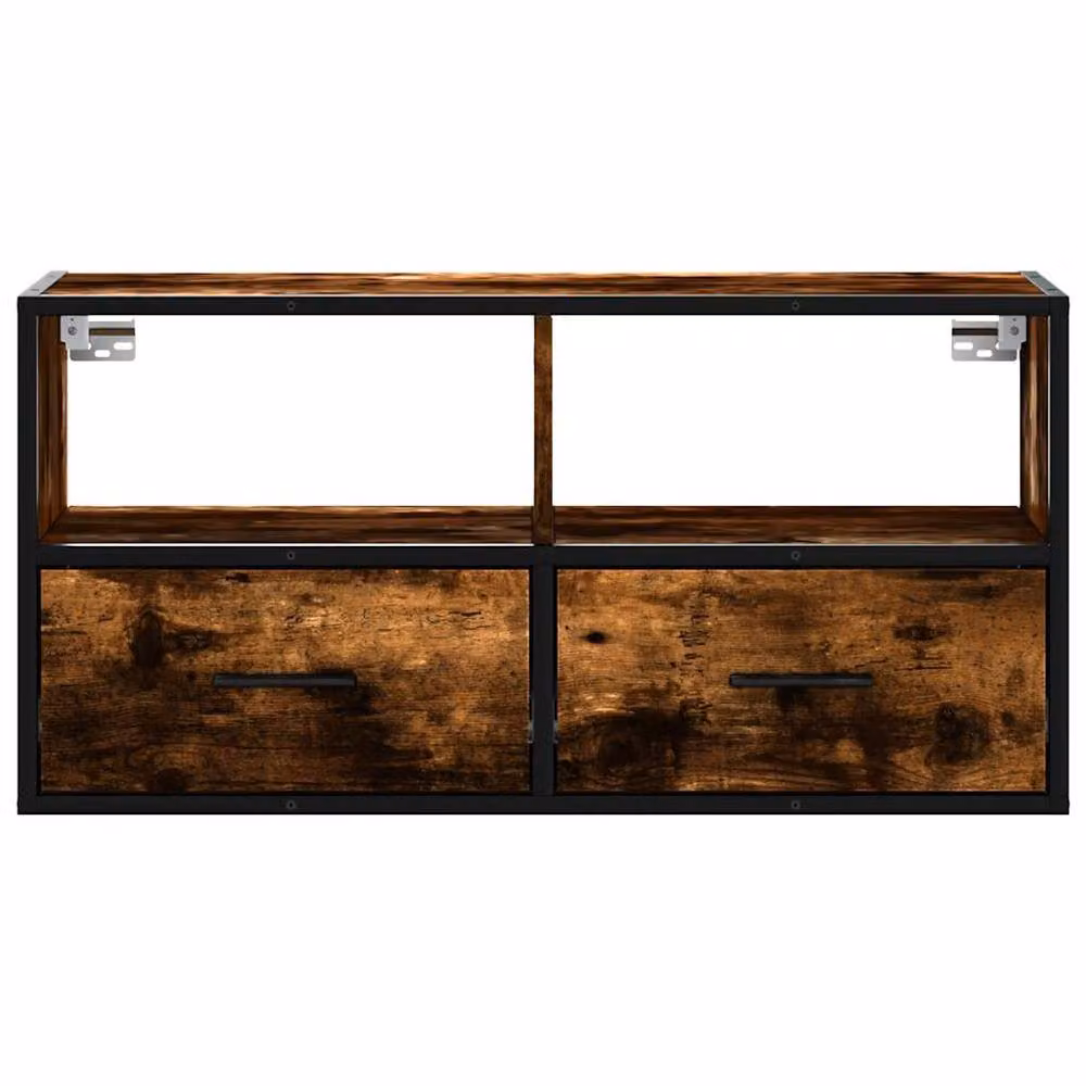 Berkfield Home Industrial TV Cabinet in Smoked Oak and Brown, W/D/H: 80 x 31 x 39.5 cm – 4