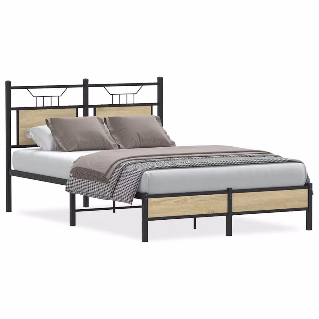 Berkfield Home Sonoma Oak Small Double Bed Frame in Brown, W/D/H: 120 x 190 cm – 2