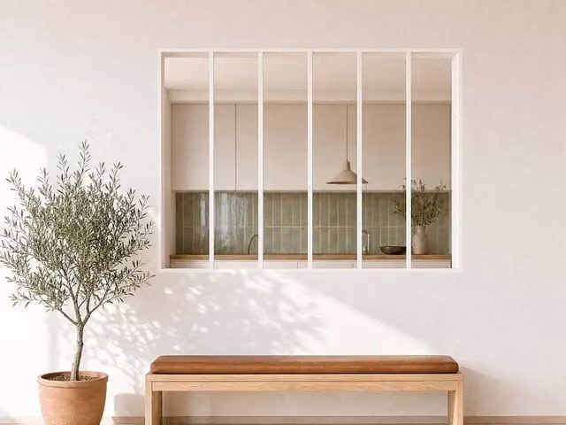 Vente-unique Minimalist Powder-Coated Aluminium and Glass Partition, White, W: 180 cm, H: 130 cm