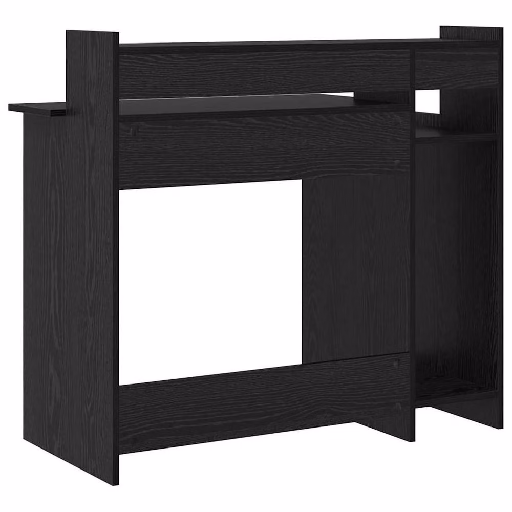 Berkfield Home Modern Writing Desk with Storage Shelf in Black Oak Engineered Wood – 6