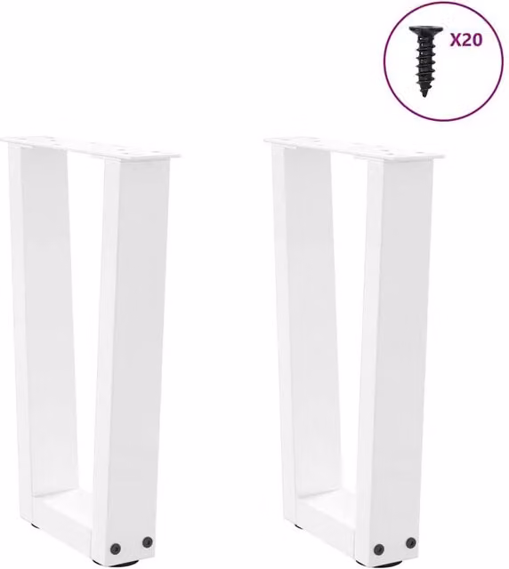 Berkfield Home Modern V-Shape Dining Table Legs, 2 Pieces, White Steel