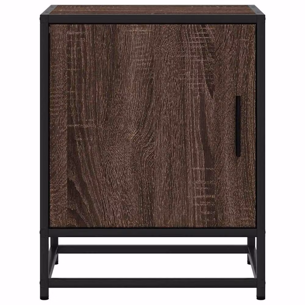 Berkfield Home Brown Oak Bedside Cabinet in Engineered Wood and Metal, W/D/H: 40 x 31 x 50 cm – 4