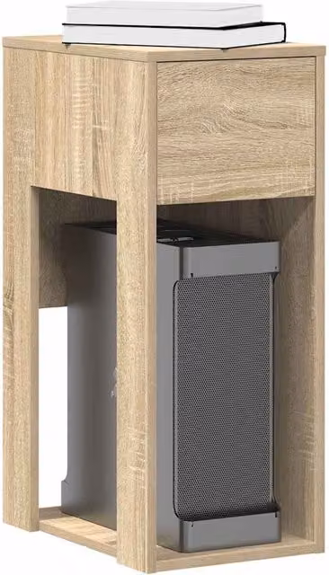 Berkfield Home Computer Tower Stand with Drawer in Sonoma Oak Brown, W/D/H: 30 x 44 x 74 cm – 1