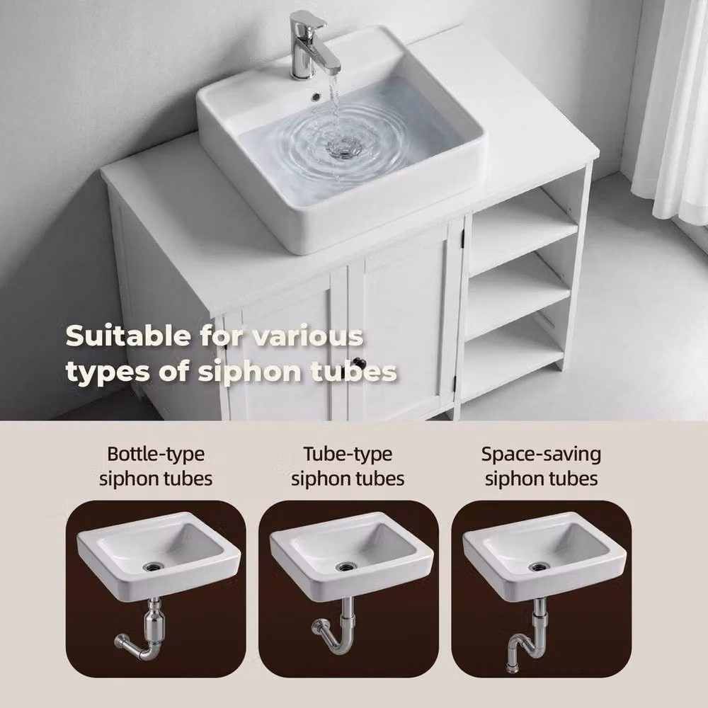 Nordara White Under Sink Bathroom Cabinet with 2 Doors and 3 Shelves, W/D/H: 90 x 30 x 60.5 cm – 3