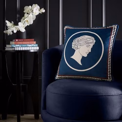 Ulster Weavers Petrol Blue Velvet Square Cushion, W/D/H: 43 x 43 x 43 cm
