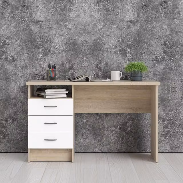 Furniture To Go Function Plus Modern Writing Desk in Oak and White