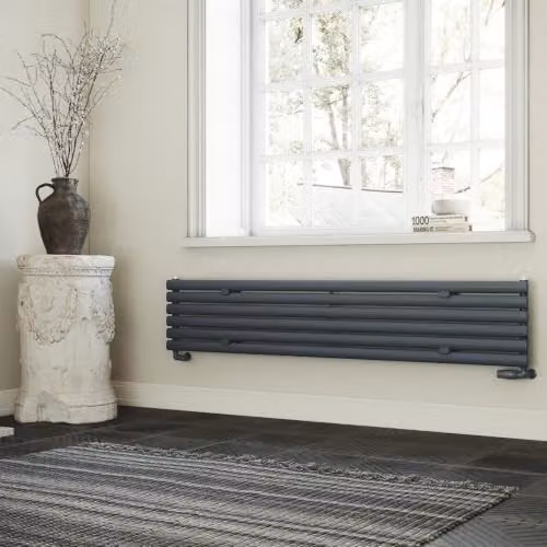 UK Radiators Omeara Axis Anthracite Elliptical Tube Horizontal Designer Radiator W: 180 cm, H: 34.8 cm – 3