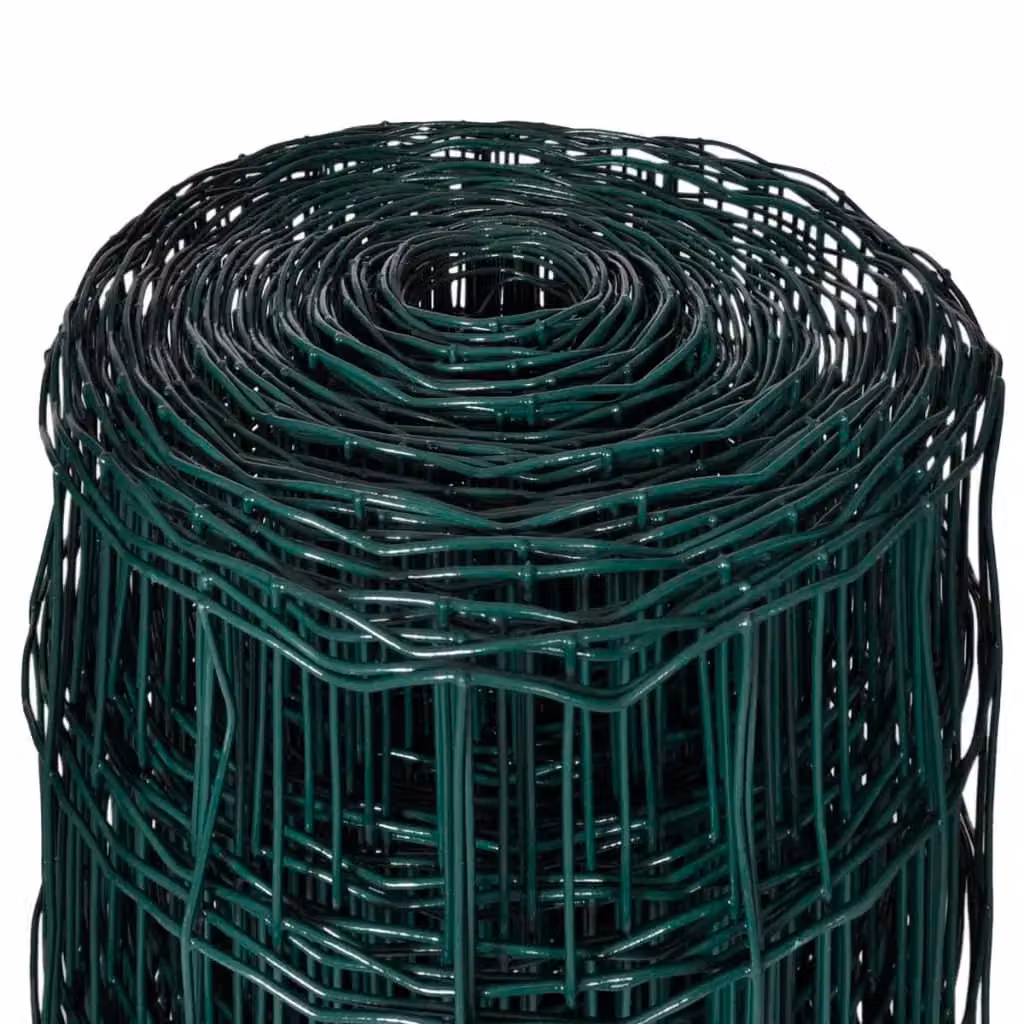 Berkfield Home Euro Fence PVC Coated Steel Fencing, Green, W: 10 m, H: 1.8 m – 3