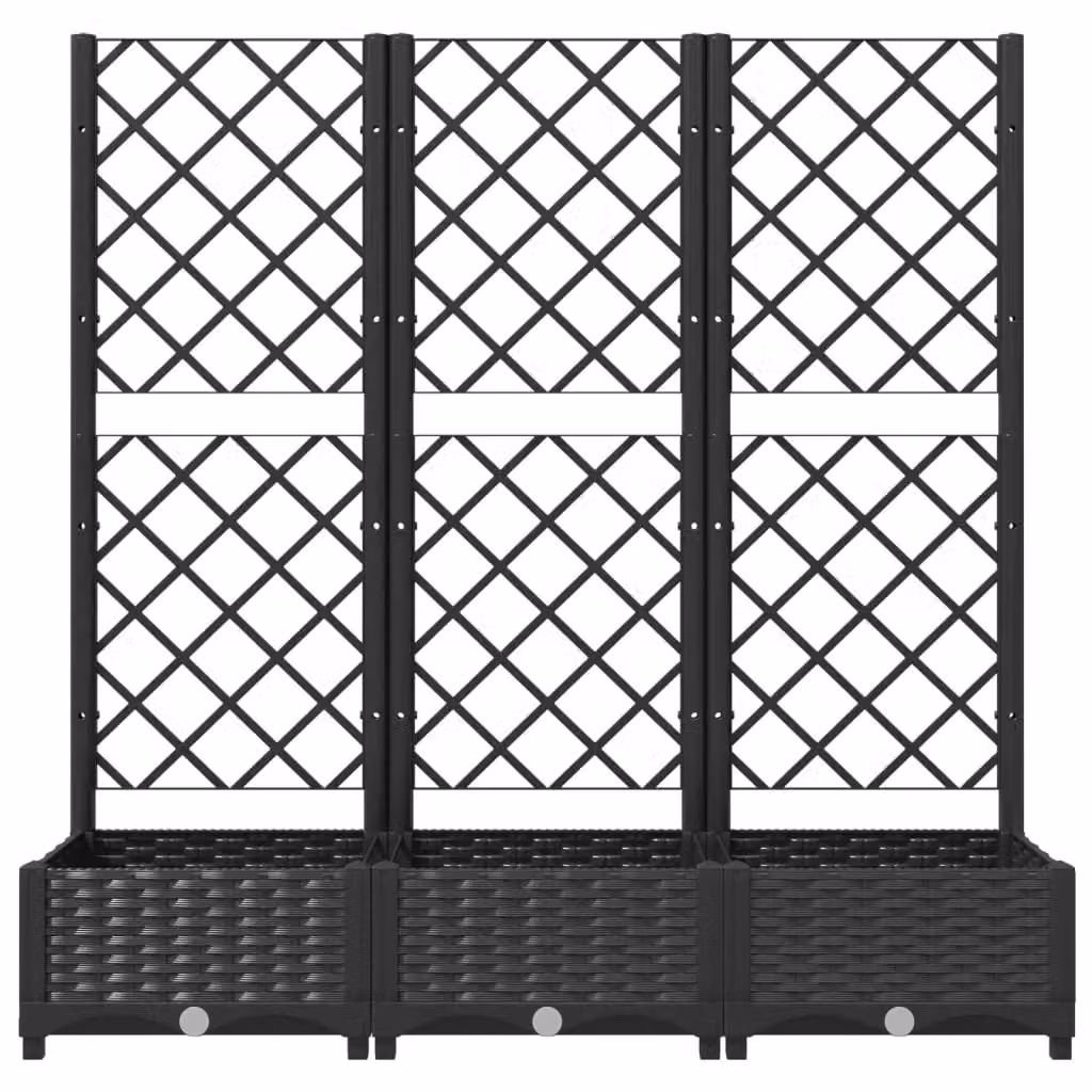 Berkfield Home Garden Planter with Trellis, Black, W/D/H: 120 x 40 x 121.5 cm – 3