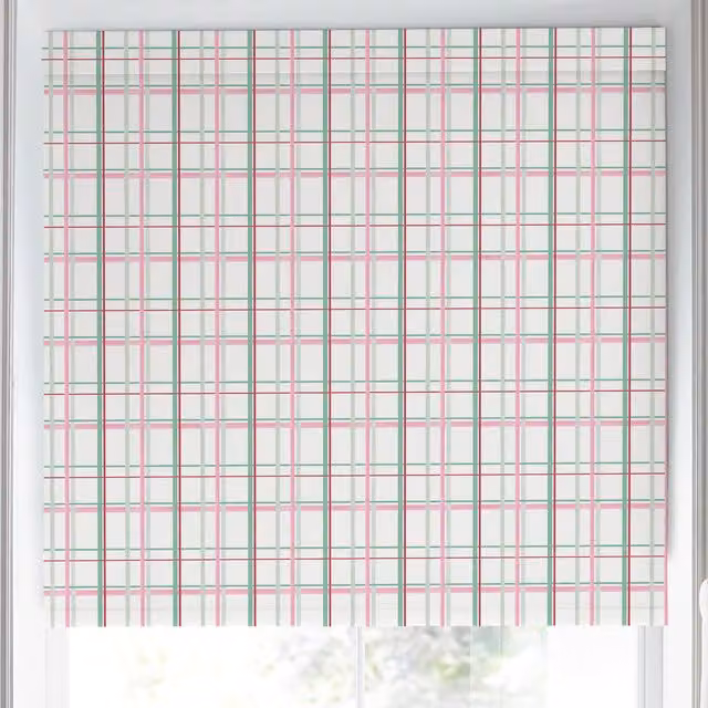 Laura Ashley Burford Check Semi-Transparent Made to Measure Roller Blind in Pink Rose