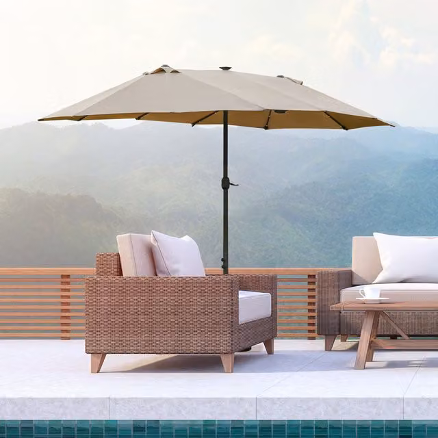 Outsunny Double Sided Cantilever Sun Parasol in Beige