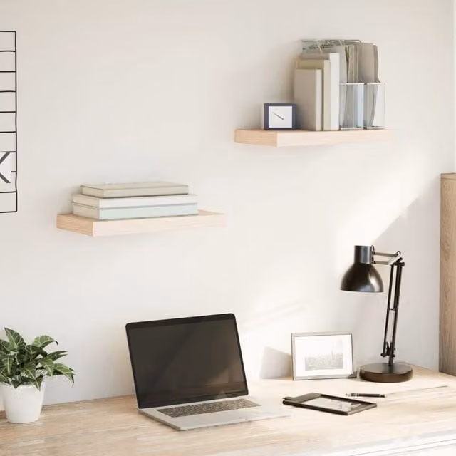 Berkfield Home Floating Shelves, 2 Piece Set in Brown Oak Engineered Wood, W: 40 cm, D: 23.5 cm, H: 4 cm