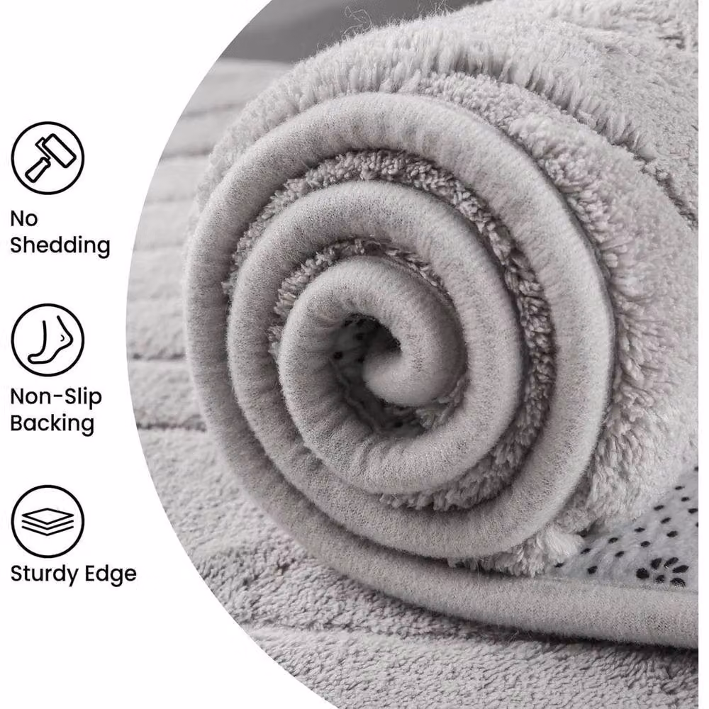 PAWNORA Soft Fluffy Anti-Slip Grey Geometric Rug, W: 300 cm, D: 240 cm – 3