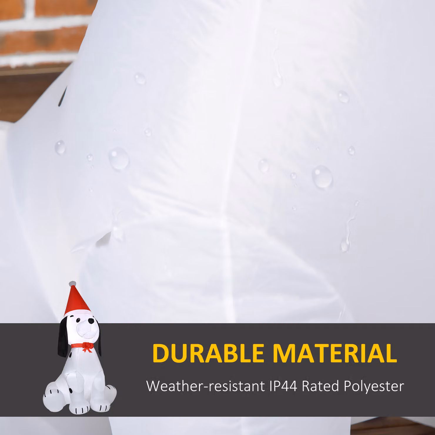 HOMCOM 1.8m Inflatable Christmas Puppy Dog Wearing Santa Hat, White Lighted Outdoor and Indoor Holiday Decoration – 4