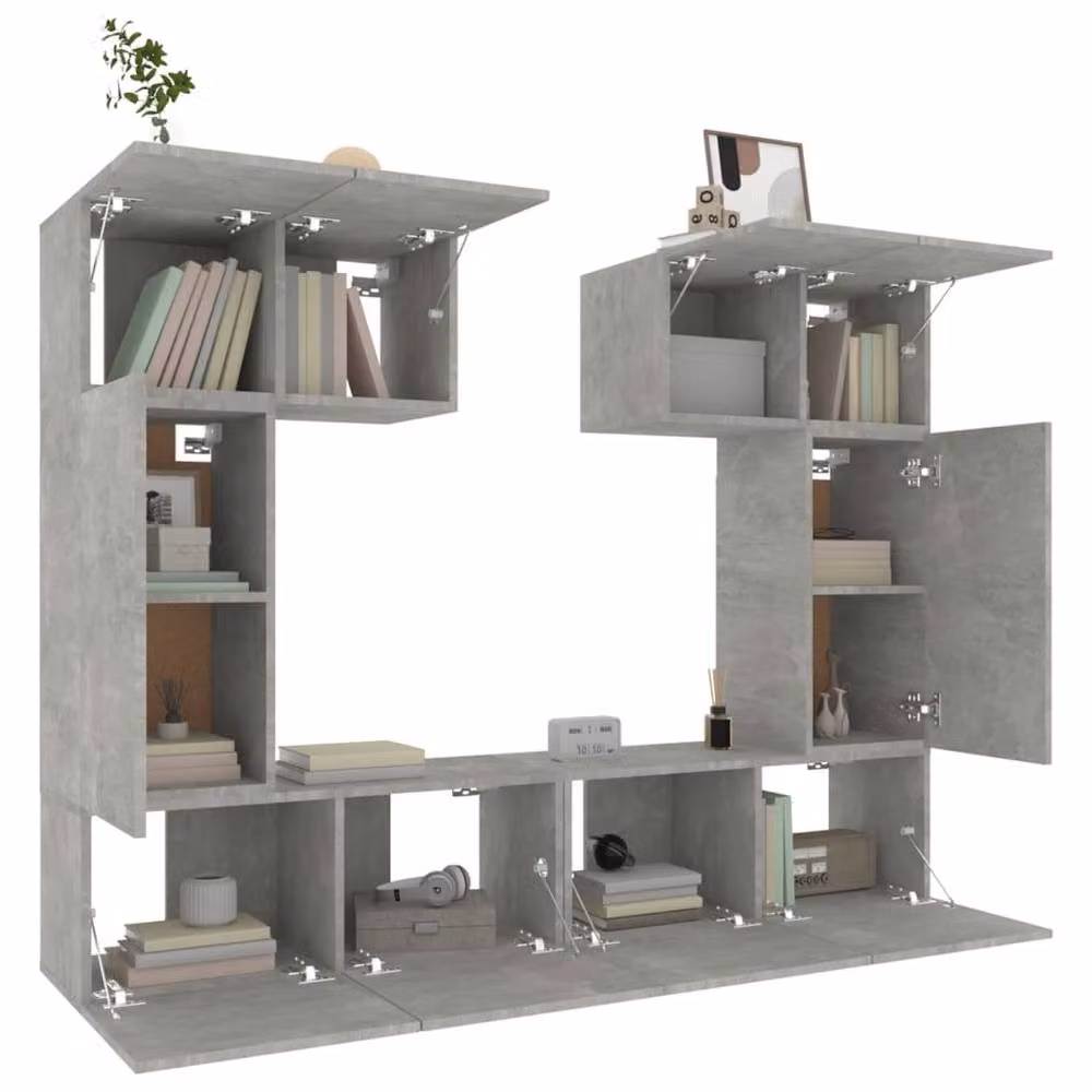 Berkfield Home Classic 6 Piece TV Cabinet Set in Concrete Grey Matt MDF – 2