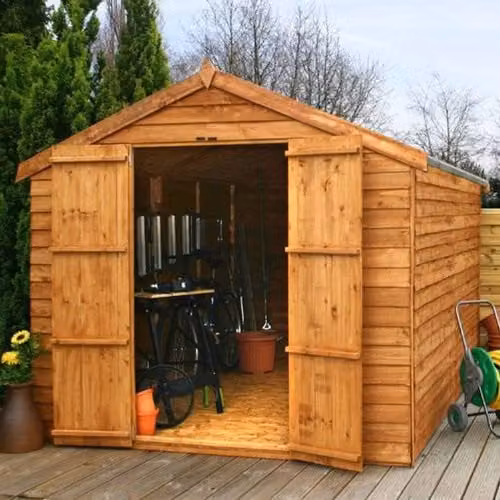 Mercia Rustic Brown Wooden Garden Storage Shed with Double Doors, W/D/H: 357 x 212 x 248 cm