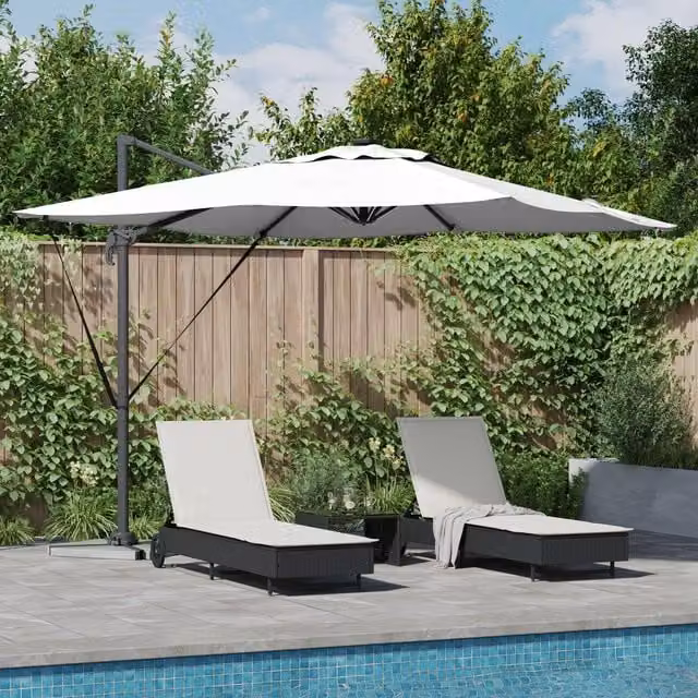 Berkfield Home Roma Cantilever Parasol with Solar LEDs in Sand, W: 286 cm, D: 285 cm, H: 270 cm – 1