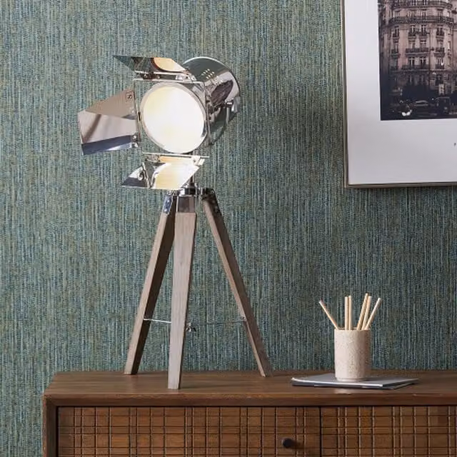 Pacific Lifestyle Retro Film Tripod Tabletop Lamp in Grey and Silver