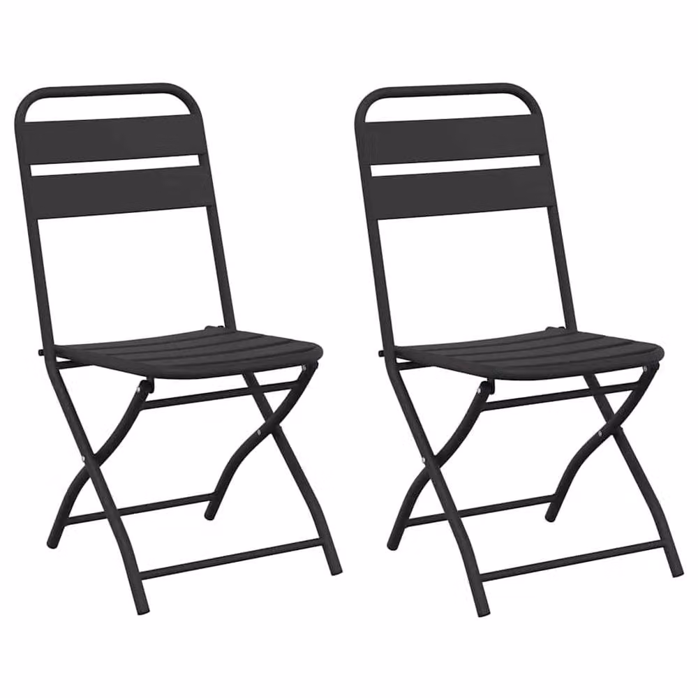 Berkfield Home Modern Folding Garden Chairs, 2 Pack, Anthracite Grey, W/D/H: 42 x 45 x 82 cm – 3
